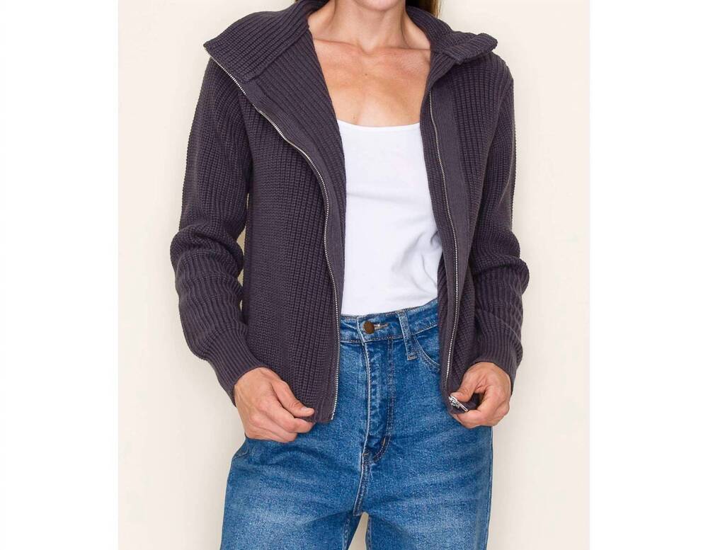 NEW STACCATO mock neck asymmetrical collar cardigan jacket sweater in midnight